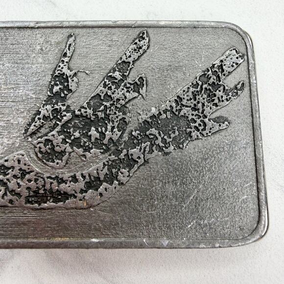 Silver Tone Rectangle Belt Buckle Diving Bird Design ✨ - Picture 4 of 8